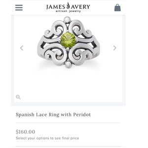James Avery Spanish Lace ring with Peridot